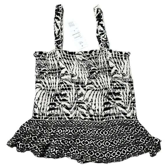 Patrons Of Peace Boho Palm Leaf Geo Print Smocked Peplum Top Size Medium - Picture 1 of 8